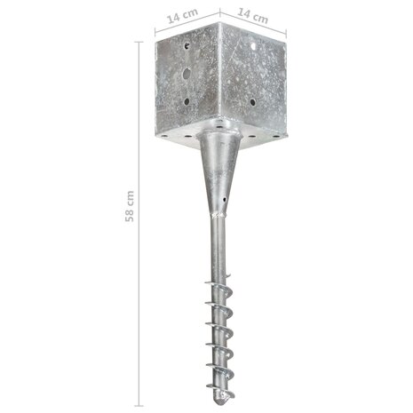 Grondpinnen 2 st 14x14x58 cm gegalvaniseerd staal zilverkleurig 6