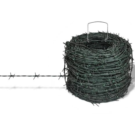 Prikkeldraad op rol 100 m groen 1
