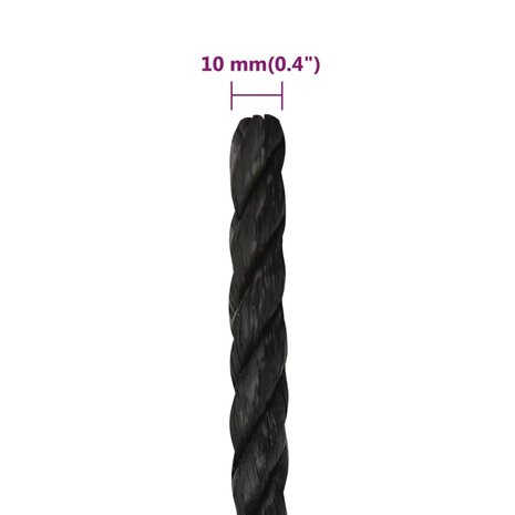 Werktouw 10 mm 50 m polypropeen zwart 6