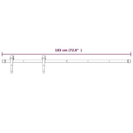 Beslagset voor schuifdeur 183 cm staal wit 7