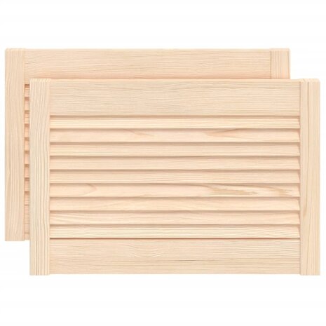 Kastdeuren met lamellen 2 st 39,5x59,4 cm massief grenenhout 2