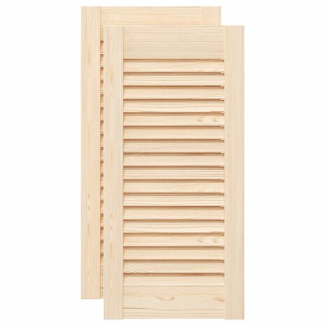 Kastdeuren met lamellen 2 st 61,5x29,5 cm massief grenenhout 2