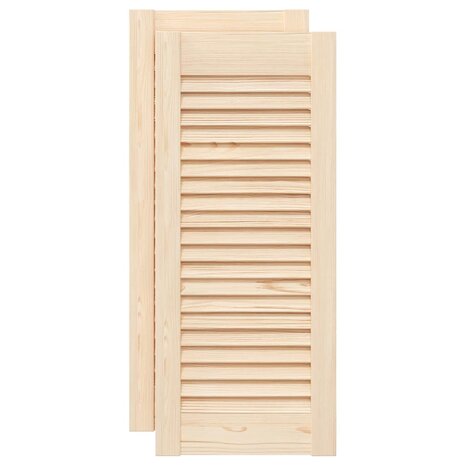 Kastdeuren met lamellen 2 st 69x29,5 cm massief grenenhout 2