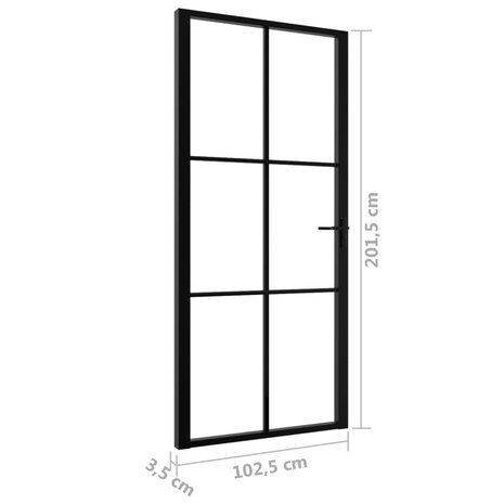 Binnendeur 102,5x201,5 cm ESG-glas en aluminium zwart 6
