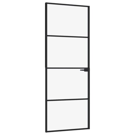 Binnendeur 76x201,5 cm gehard glas en aluminium smal zwart 2
