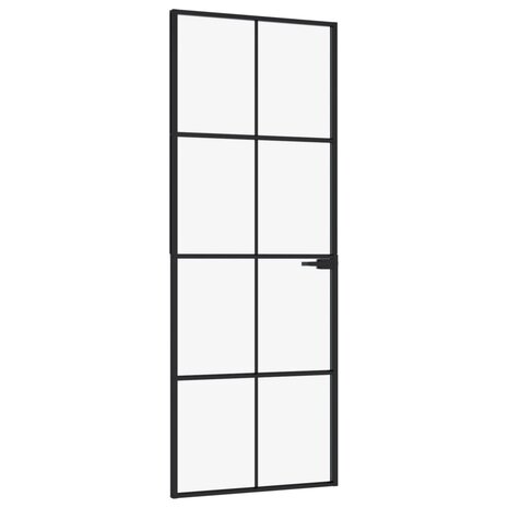 Binnendeur 76x201,5 cm gehard glas en aluminium smal zwart 2