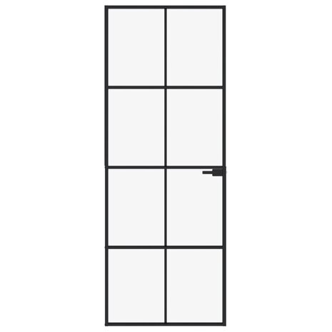 Binnendeur 76x201,5 cm gehard glas en aluminium smal zwart 3