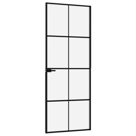 Binnendeur 76x201,5 cm gehard glas en aluminium smal zwart 4