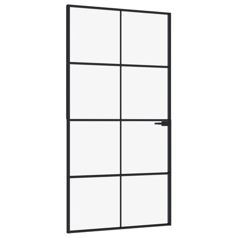 Binnendeur 102x201,5 cm gehard glas en aluminium smal zwart 2
