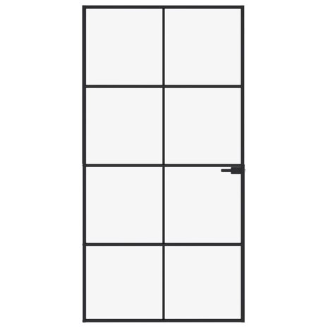 Binnendeur 102x201,5 cm gehard glas en aluminium smal zwart 3
