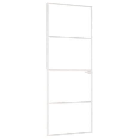 Binnendeur 76x201,5 cm gehard glas en aluminium smal wit 2