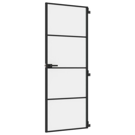 Binnendeur smal 76x201,5 cm gehard glas en aluminium zwart 2
