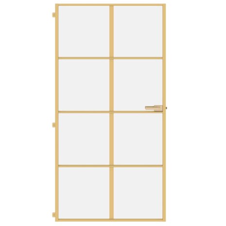 Binnendeur smal 102,5x201,5 cm gehard glas en aluminium goud 3