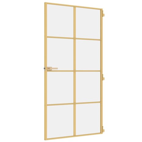 Binnendeur smal 102,5x201,5 cm gehard glas en aluminium goud 5