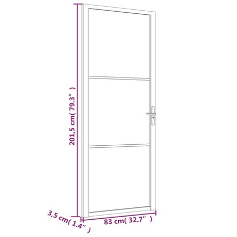 Binnendeur 83x201,5 cm ESG-glas en aluminium zwart 6