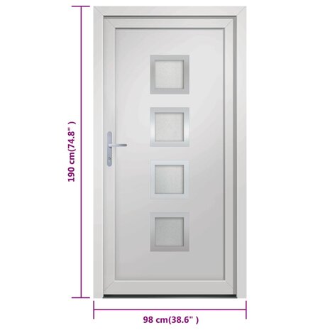 Voordeur 98x190 cm PVC wit 9