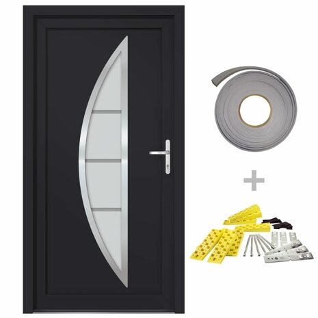 Voordeur 98x190 cm PVC antracietkleurig 2
