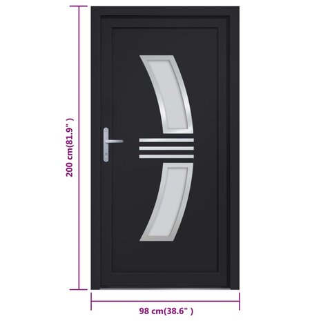 Voordeur 98x200 cm PVC antracietkleurig 9