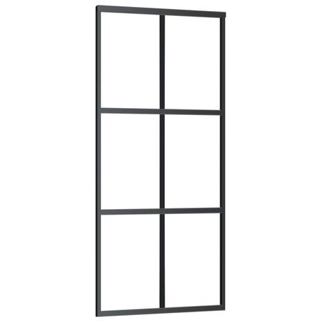 Schuifdeur 90x205 cm ESG-glas en aluminium zwart 2