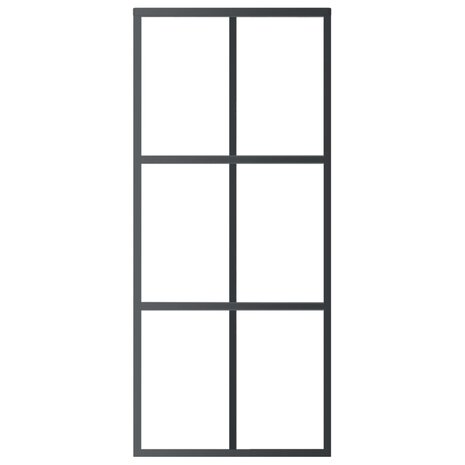 Schuifdeur 90x205 cm ESG-glas en aluminium zwart 3