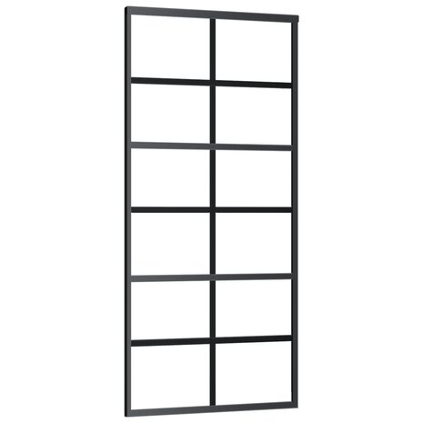 Schuifdeur 90x205 cm ESG-glas en aluminium zwart 2
