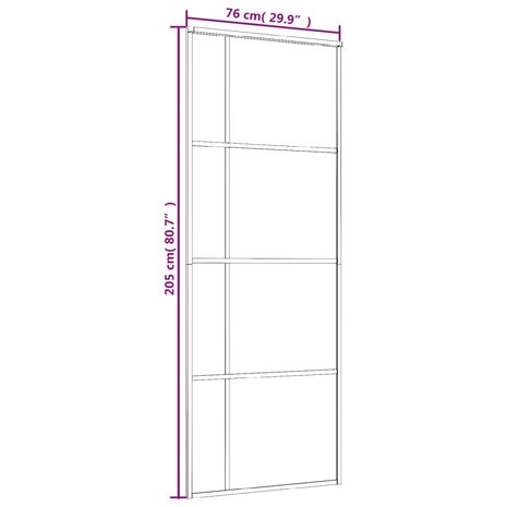 Schuifdeur 76x205 cm ESG-glas en aluminium wit 6