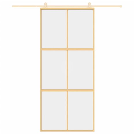 Schuifdeur 90x205 cm helder ESG-glas en aluminium goudkleurig 3