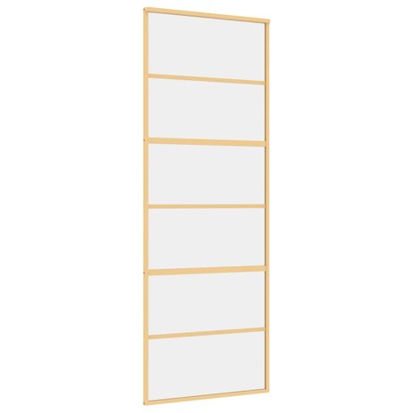 Schuifdeur 76x205 cm helder ESG-glas en aluminium goudkleurig 2