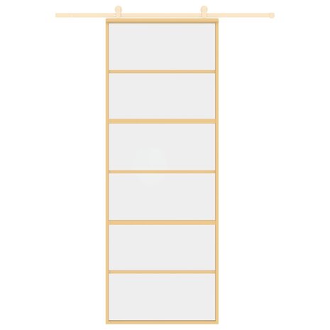 Schuifdeur 76x205 cm helder ESG-glas en aluminium goudkleurig 3