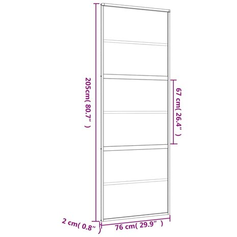 Schuifdeur 76x205 cm helder ESG-glas en aluminium goudkleurig 8