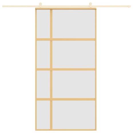 Schuifdeur 102,5x205 cm mat ESG-glas en aluminium goudkleurig 3