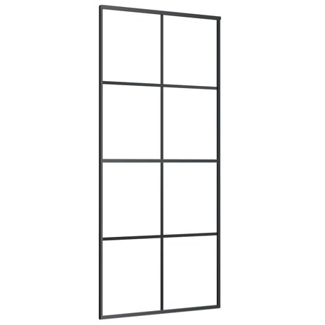 Schuifdeur 90x205 cm aluminium en ESG-glas zwart 2