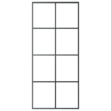 Schuifdeur 90x205 cm aluminium en ESG-glas zwart 3