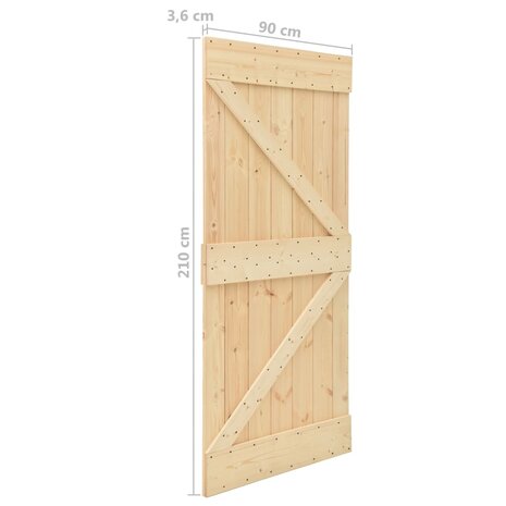 Deur 90x210 cm massief grenenhout 9