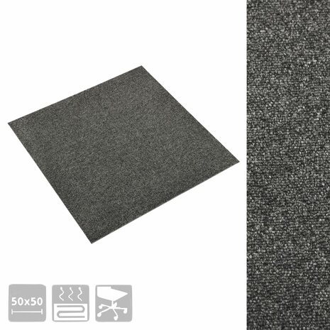 Tapijttegels 20 st 5 m² 50x50 cm antraciet 3
