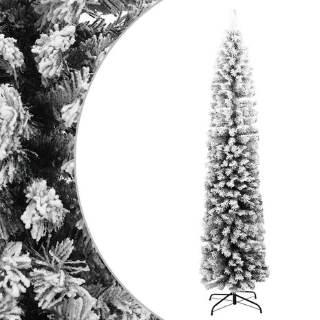 Kunstkerstboom met sneeuw smal 240 cm PVC groen 1