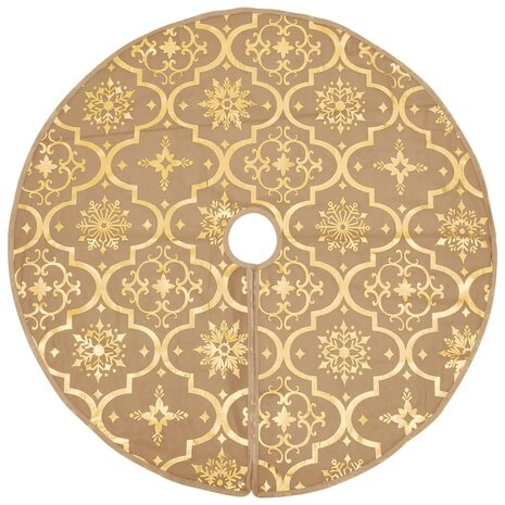 Kerstboomrok luxe met sok 90 cm stof geel 3