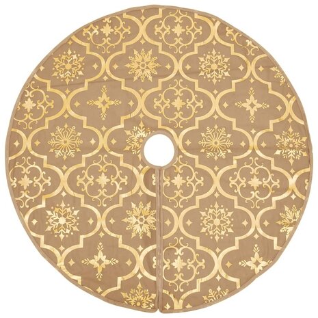 Kerstboomrok luxe met sok 150 cm stof geel 3