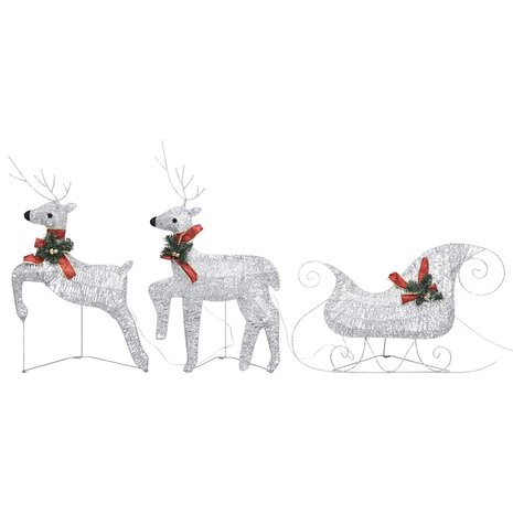 Kerstdecoratie rendieren en slee 60 LED&apos;s zilverkleurig 2