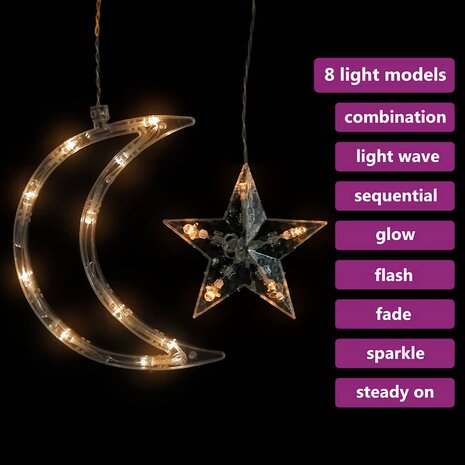 Lichtslinger ster en maan afstandsbediening 138 LED&apos;s warmwit 4