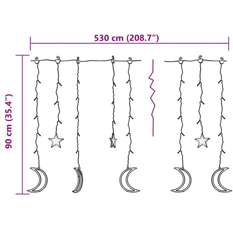 Lichtslinger ster en maan afstandsbediening 345 LED&apos;s koudwit 7