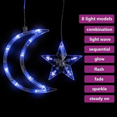Lichtslinger ster en maan afstandsbediening 345 LED&apos;s blauw 3