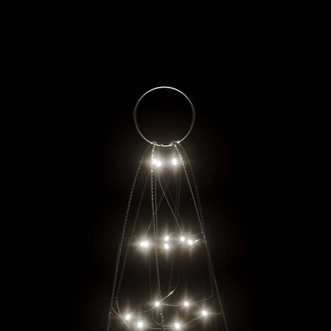 LED-kerstboom aan vlaggenmast 200 LED&apos;s koud wit 180 cm 6