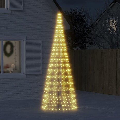 LED-kerstboom aan vlaggenmast 550 LED&apos;s warm wit 300 cm 1