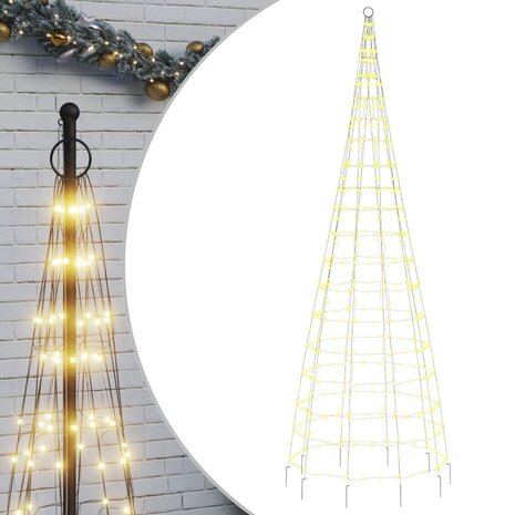 LED-kerstboom aan vlaggenmast 550 LED&apos;s warm wit 300 cm 2