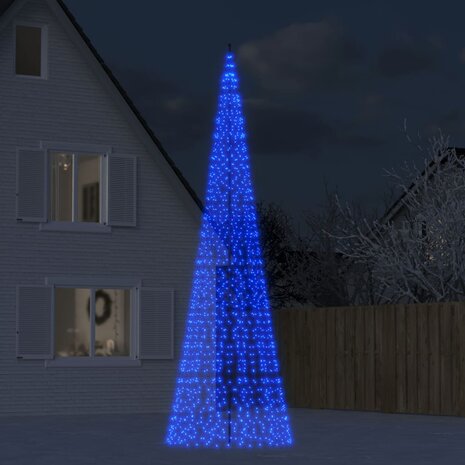 LED-kerstboom aan vlaggenmast 1534 LEDs 500 cm blauw 1