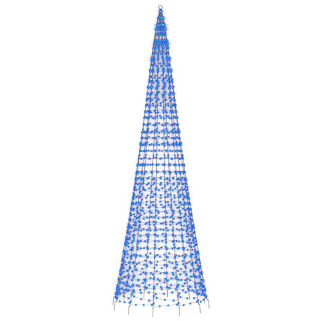 LED-kerstboom aan vlaggenmast 1534 LEDs 500 cm blauw 4