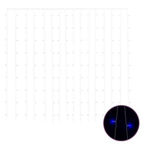 Lichtsnoergordijn met 300 LED&apos;s en 8 functies 3x3 m blauw 2