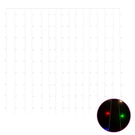 Lichtsnoergordijn met 300 LED&apos;s en 8 functies 3x3 m meerkleurig 2