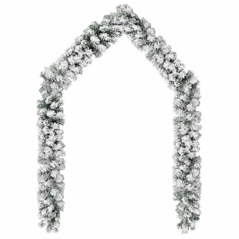 Kerstslinger met sneeuw 10 m PVC groen 2